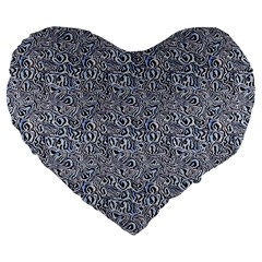 Blue Black Snake Pattern Large 19  Premium Flano Heart Shape Cushions from ArtsNow.com Front