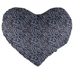 Blue Black Snake Pattern Large 19  Premium Flano Heart Shape Cushions