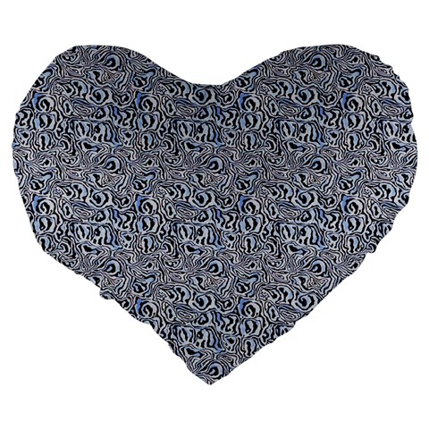 Blue Black Snake Pattern Large 19  Premium Flano Heart Shape Cushions from ArtsNow.com Back