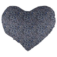 Blue Black Snake Pattern Large 19  Premium Flano Heart Shape Cushions from ArtsNow.com Back