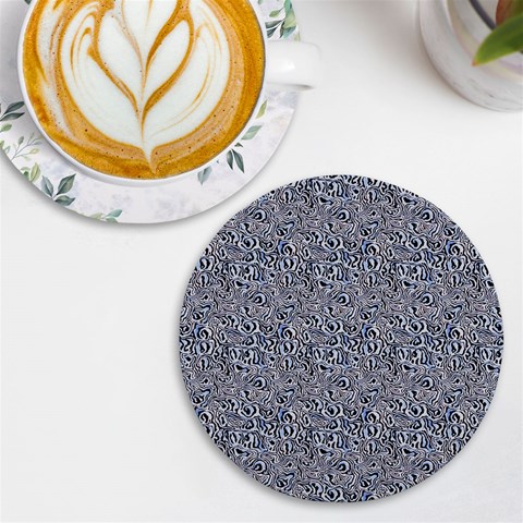 Blue Black Snake Pattern UV Print Round Tile Coaster from ArtsNow.com Front