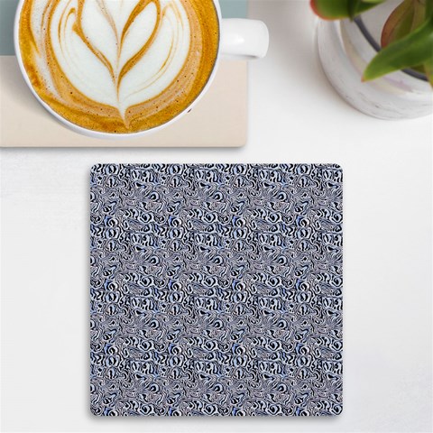 Blue Black Snake Pattern UV Print Square Tile Coaster  from ArtsNow.com Front