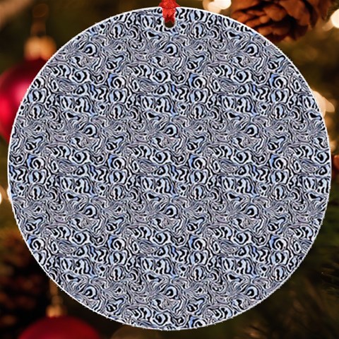Blue Black Snake Pattern UV Print Acrylic Ornament Round from ArtsNow.com Front