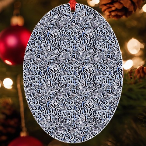 Blue Black Snake Pattern UV Print Acrylic Ornament Oval from ArtsNow.com Front