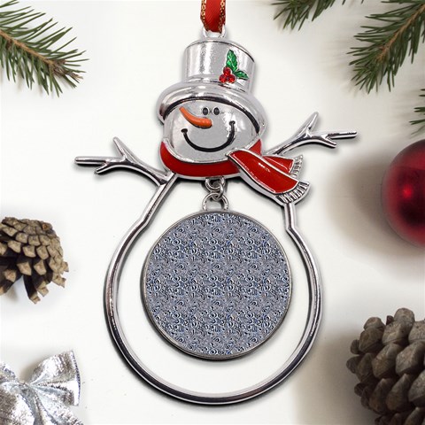 Blue Black Snake Pattern Metal Snowman Ornament from ArtsNow.com Front