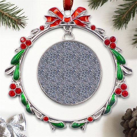 Blue Black Snake Pattern Metal X mas Wreath Ribbon Ornament from ArtsNow.com Front