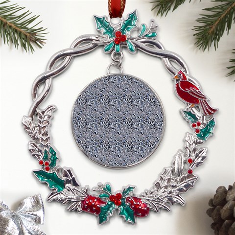 Blue Black Snake Pattern Metal X mas Wreath Holly leaf Ornament from ArtsNow.com Front