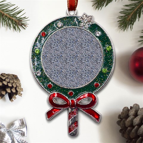 Blue Black Snake Pattern Metal X Mas Lollipop with Crystal Ornament from ArtsNow.com Front