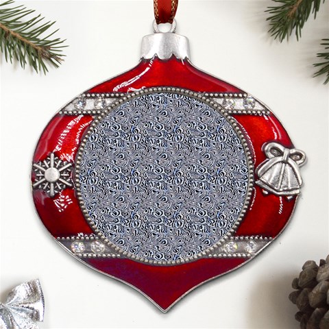 Blue Black Snake Pattern Metal Snowflake And Bell Red Ornament from ArtsNow.com Front