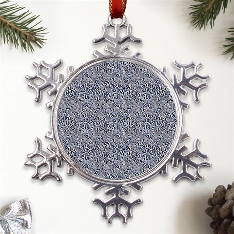 Blue Black Snake Pattern Metal Large Snowflake Ornament from ArtsNow.com Front