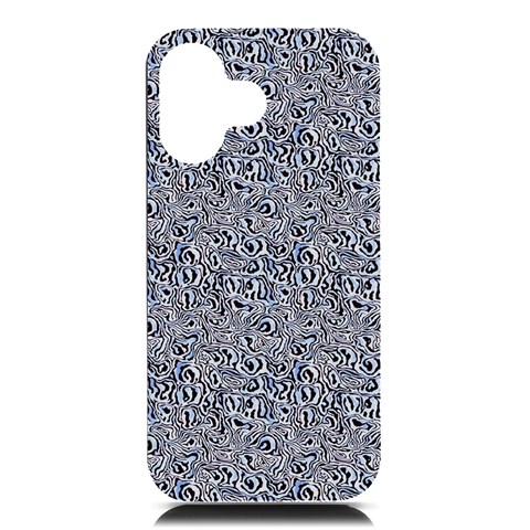 Blue Black Snake Pattern iPhone 16 Black UV Print PC Hardshell Case from ArtsNow.com Front