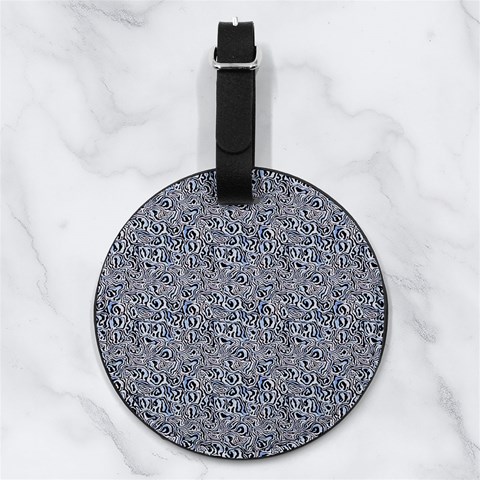 Blue Black Snake Pattern Nappa Leather Luggage Tag Round from ArtsNow.com Front