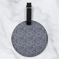 Blue Black Snake Pattern Nappa Leather Luggage Tag Round from ArtsNow.com Front