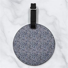 Blue Black Snake Pattern Nappa Leather Luggage Tag Round from ArtsNow.com Back