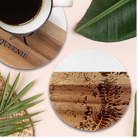 Tondo Marble Wood Coaster (Round) from ArtsNow.com Front