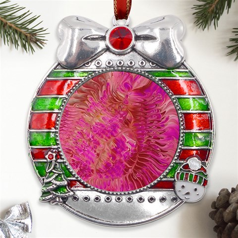 Tondo Metal X Mas Ribbon With Red Crystal Round Ornament from ArtsNow.com Front