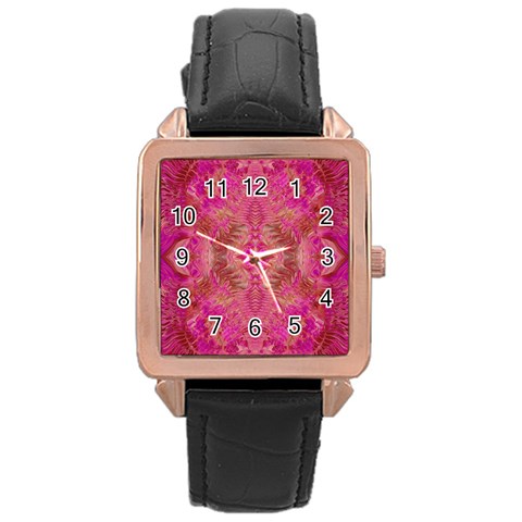 Tondo symmetry Rose Gold Leather Watch  from ArtsNow.com Front