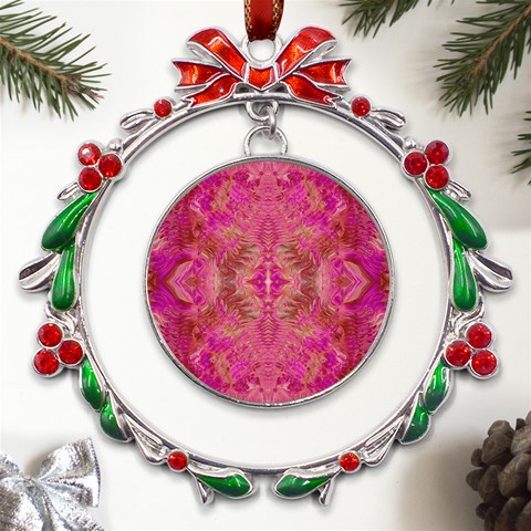 Tondo symmetry Metal X mas Wreath Ribbon Ornament from ArtsNow.com Front