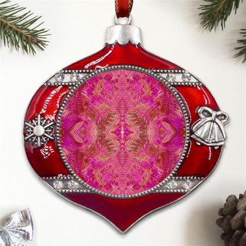 Tondo symmetry Metal Snowflake And Bell Red Ornament from ArtsNow.com Front