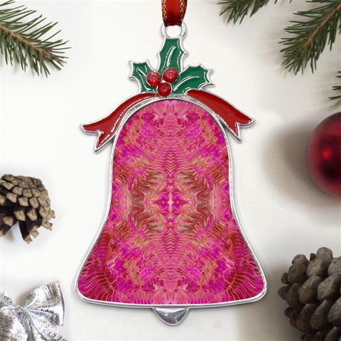 Tondo symmetry Metal Holly Leaf Bell Ornament from ArtsNow.com Front