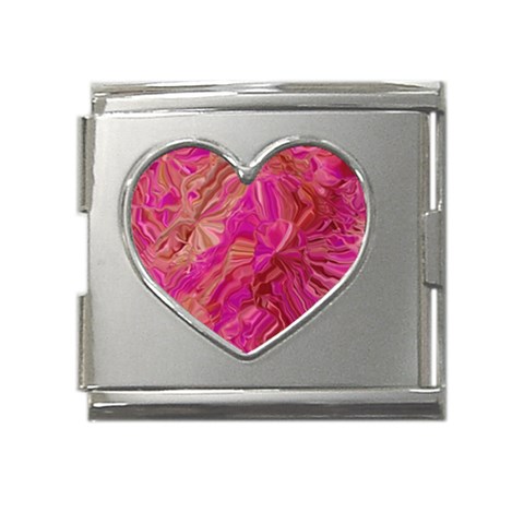 Tondo Wave I Mega Link Heart Italian Charm (18mm) from ArtsNow.com Front