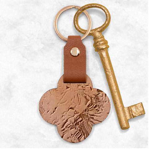 Tondo Wave I Engraved Wood Key Chain from ArtsNow.com Front