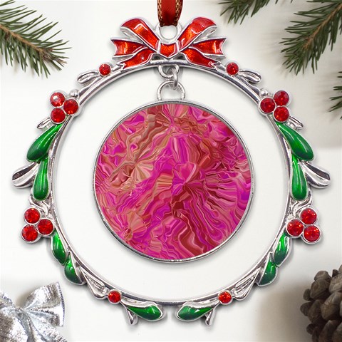 Tondo Wave I Metal X mas Wreath Ribbon Ornament from ArtsNow.com Front
