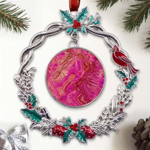 Tondo Wave I Metal X mas Wreath Holly leaf Ornament from ArtsNow.com Front