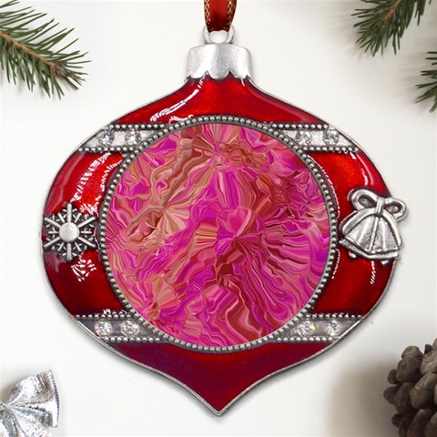 Tondo Wave I Metal Snowflake And Bell Red Ornament from ArtsNow.com Front