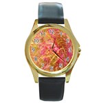 Acid green blend Round Gold Metal Watch