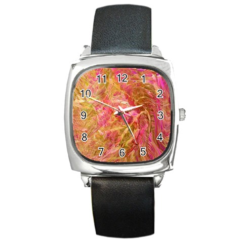 Acid green blend Square Metal Watch from ArtsNow.com Front