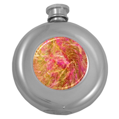 Acid green blend Round Hip Flask (5 oz) from ArtsNow.com Front