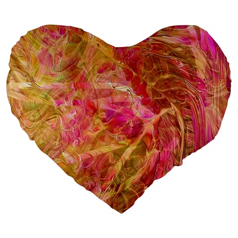 Acid green blend Large 19  Premium Heart Shape Cushions from ArtsNow.com Front