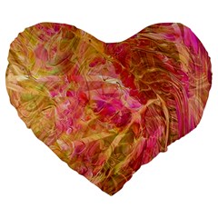 Acid green blend Large 19  Premium Heart Shape Cushions from ArtsNow.com Front