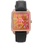 Acid green blend Rose Gold Leather Watch 