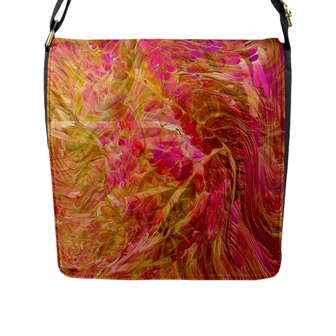 Acid green blend Flap Closure Messenger Bag (L) from ArtsNow.com Front
