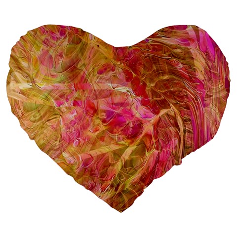 Acid green blend Large 19  Premium Flano Heart Shape Cushions from ArtsNow.com Front