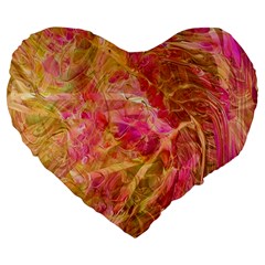Acid green blend Large 19  Premium Flano Heart Shape Cushions from ArtsNow.com Front