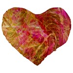Acid green blend Large 19  Premium Flano Heart Shape Cushions