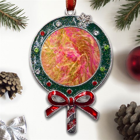 Acid green blend Metal X Mas Lollipop with Crystal Ornament from ArtsNow.com Front