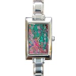 Green Pour Rectangle Italian Charm Watch