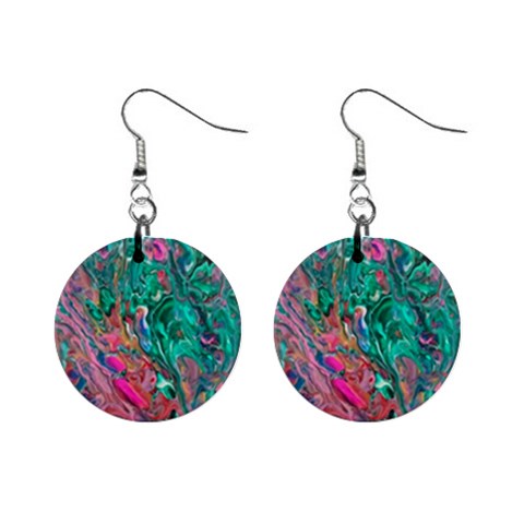 Green Pour Mini Button Earrings from ArtsNow.com Front
