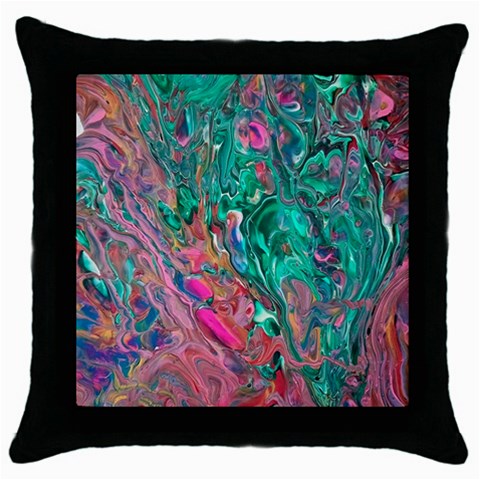 Green Pour Throw Pillow Case (Black) from ArtsNow.com Front
