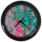Green Pour Wall Clock (Black)