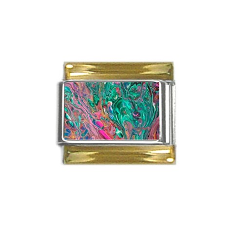 Green Pour Gold Trim Italian Charm (9mm) from ArtsNow.com Front