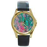 Green Pour Round Gold Metal Watch