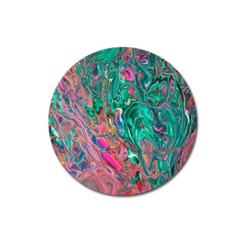 Green Pour Magnet 3  (Round) from ArtsNow.com Front