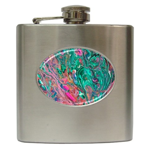 Green Pour Hip Flask (6 oz) from ArtsNow.com Front