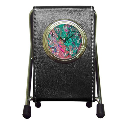 Green Pour Pen Holder Desk Clock from ArtsNow.com Front