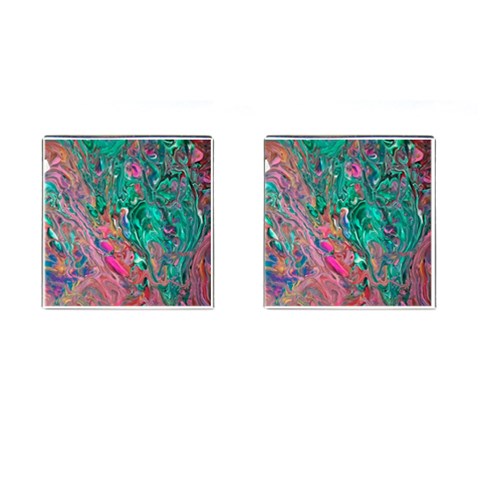 Green Pour Cufflinks (Square) from ArtsNow.com Front(Pair)